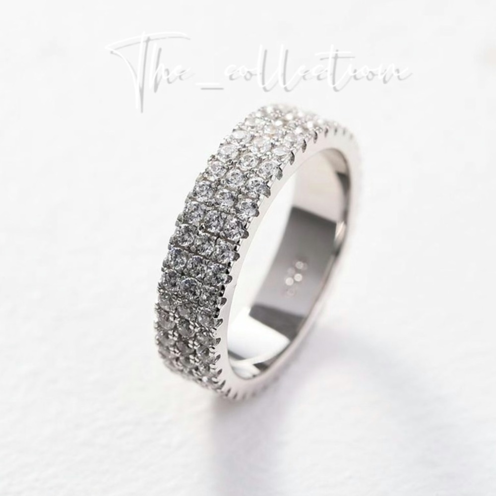 PAVE DIAMOND BAND IN STERLING SILVER